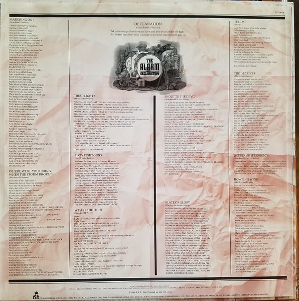 The Alarm - Declaration | I.R.S. Records (SP70050) - 4 The Alarm - Declaration | I.R.S. Records (SP70050) - 4