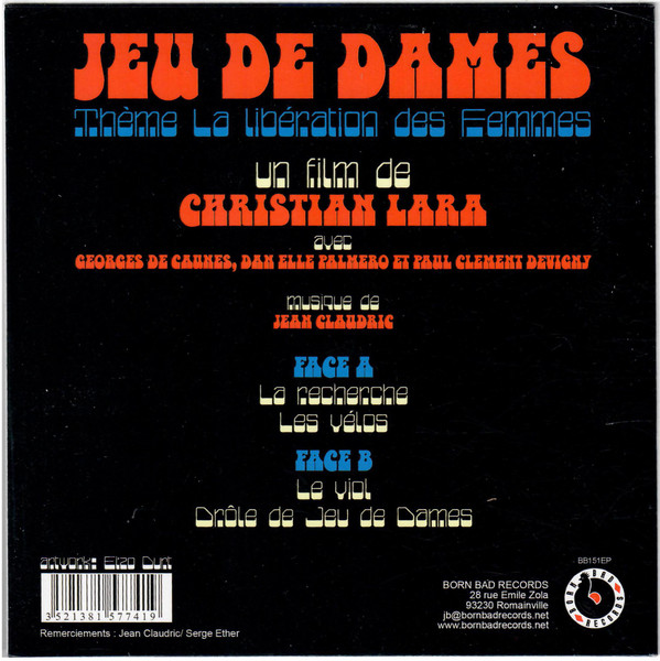 Jean Claudric - Jeu De Dames | Born Bad Records (BB151EP)