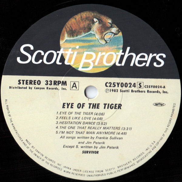 Survivor - Eye Of The Tiger | Scotti Bros. Records (C25Y0024) - 4 Survivor - Eye Of The Tiger | Scotti Bros. Records (C25Y0024) - 4