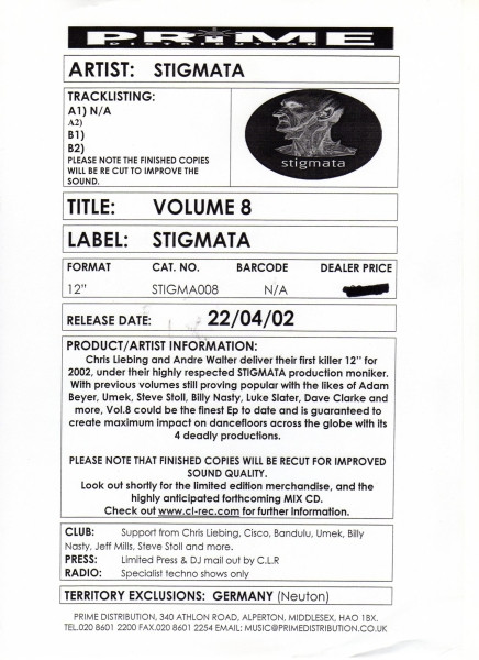Stigmata - Volume 8 | Stigmata (STIGMA008) - main