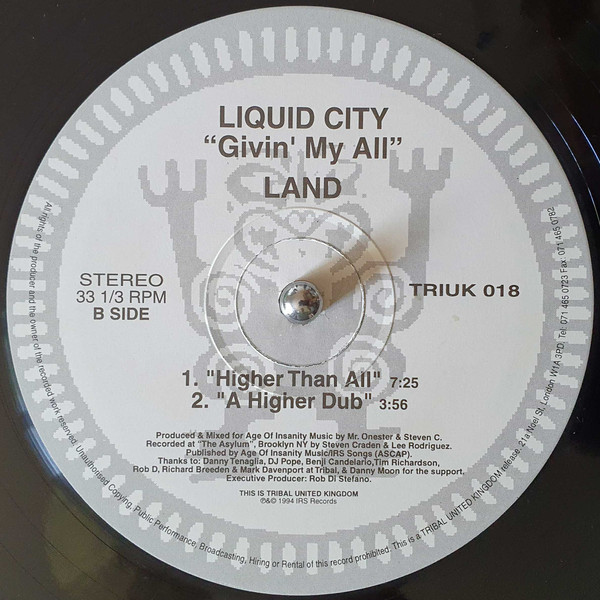 Liquid City - Givin' My All | TRIBAL United Kingdom (TRIUK 018) - main