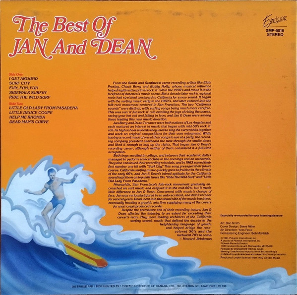 Jan & Dean - The Best Of Jan And Dean [Vinyl] | Excelsior (XMP-6016) - 2