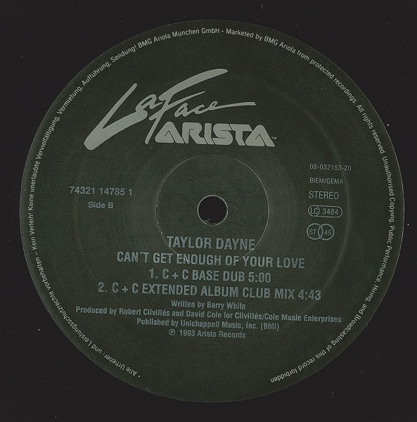 Taylor Dayne - Can't Get Enough Of Your Love | Arista (74321 147851) - 4 Taylor Dayne - Can't Get Enough Of Your Love | Arista (74321 147851) - 4
