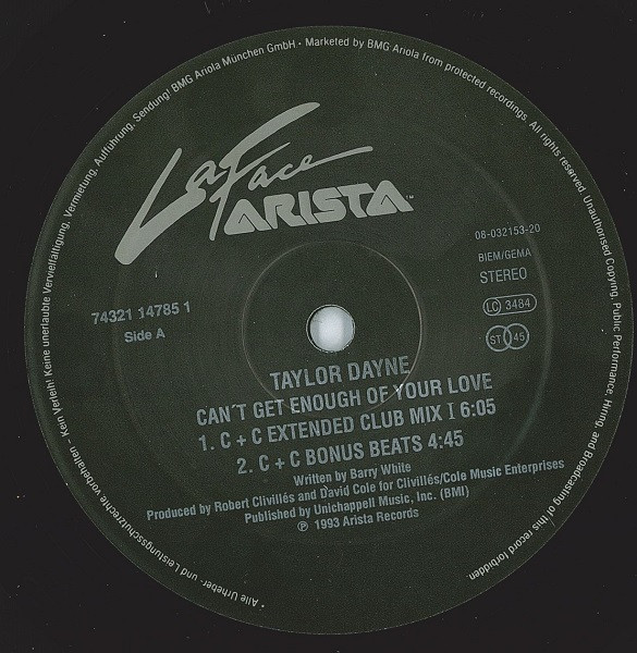 Taylor Dayne - Can't Get Enough Of Your Love | Arista (74321 147851) - 3 Taylor Dayne - Can't Get Enough Of Your Love | Arista (74321 147851) - 3