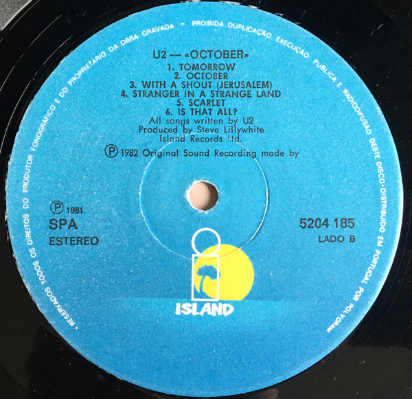 U2 - October | Island Records (5204 185) - 4
