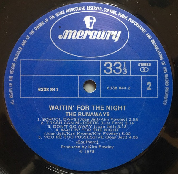 The Runaways - Waitin' For The Night | Mercury (6338 844) - 4 The Runaways - Waitin' For The Night | Mercury (6338 844) - 4