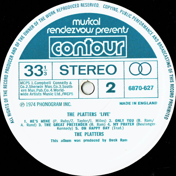 The Platters - The Platters Live | Contour (6870 627) - 4