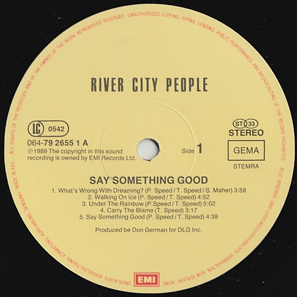 River City People - Say Something Good | EMI (064 7 92655 1) - 3