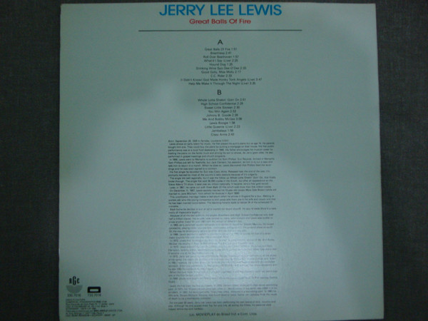 Jerry Lee Lewis - Great Balls Of Fire | RGE (330.7016) - 2
