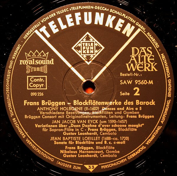Frans Brüggen - Blockflötenwerke Des Barock | Telefunken (SAW 9560-M) - 4