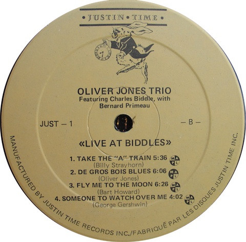 Oliver Jones Trio - Live At Biddles | Justin Time (JUST-1) - 4