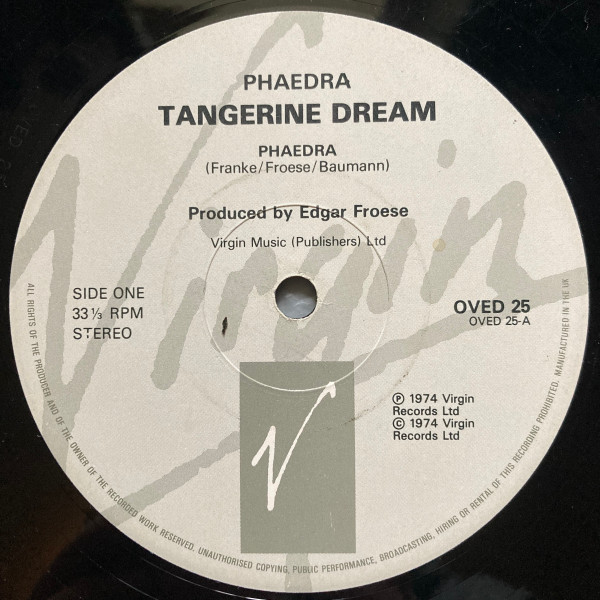 Tangerine Dream - Phaedra | Virgin (OVED 25) - 4 Tangerine Dream - Phaedra | Virgin (OVED 25) - 4