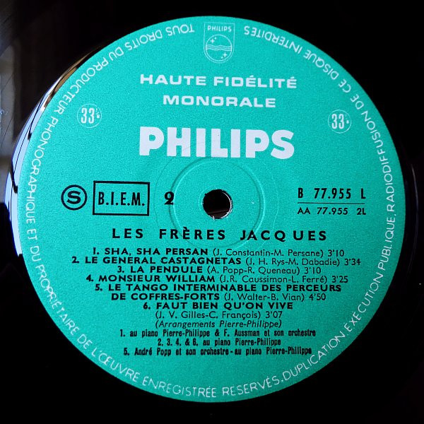 Les Frères Jacques - Les Frères Jacques | Philips (B 77.955 L) - 4 Les Frères Jacques - Les Frères Jacques | Philips (B 77.955 L) - 4