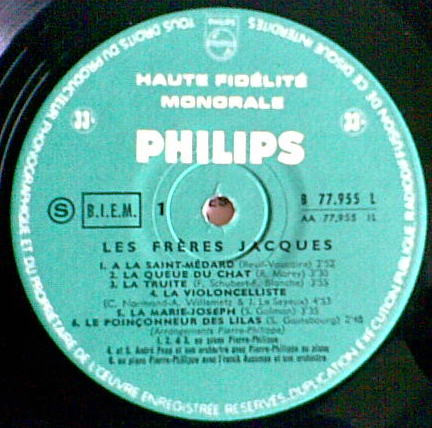 Les Frères Jacques - Les Frères Jacques | Philips (B 77.955 L) - 3 Les Frères Jacques - Les Frères Jacques | Philips (B 77.955 L) - 3