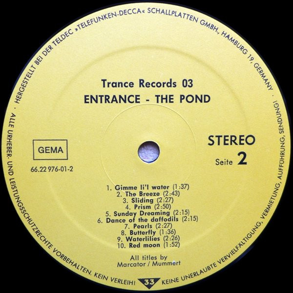 Entrance - The Pond (A Musical Excursion) | Trance Records (66.22 976-01) - 4