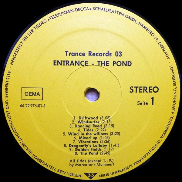 Entrance - The Pond (A Musical Excursion) | Trance Records (66.22 976-01) - 3