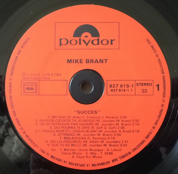 Mike Brant - Succès... | Polydor (827 619-1) - 3 Mike Brant - Succès... | Polydor (827 619-1) - 3