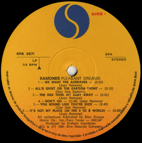 Ramones - Pleasant Dreams | Sire (SRK 3571) - 3