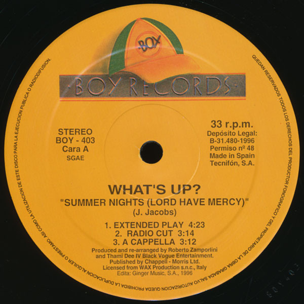 What's Up? - Summer Nights (Lord Have Mercy!!!) | Boy Records (BOY-403) - 2 What's Up? - Summer Nights (Lord Have Mercy!!!) | Boy Records (BOY-403) - 2