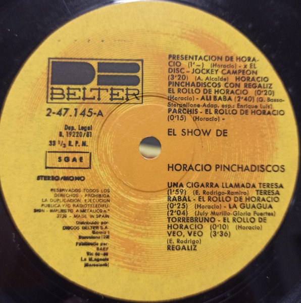 Various - El Show De Horacio Pinchadiscos | DB Belter (2-47.145) - 3