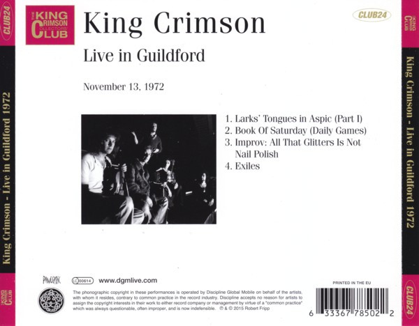 King Crimson - Live In Guildford (November 13, 1972) | Discipline Global Mobile (CLUB24) - 2 King Crimson - Live In Guildford (November 13, 1972) | Discipline Global Mobile (CLUB24) - 2