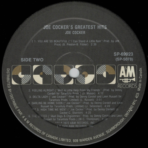 Joe Cocker - Joe Cocker's Greatest Hits | A&M Records (SP 69923) - 4