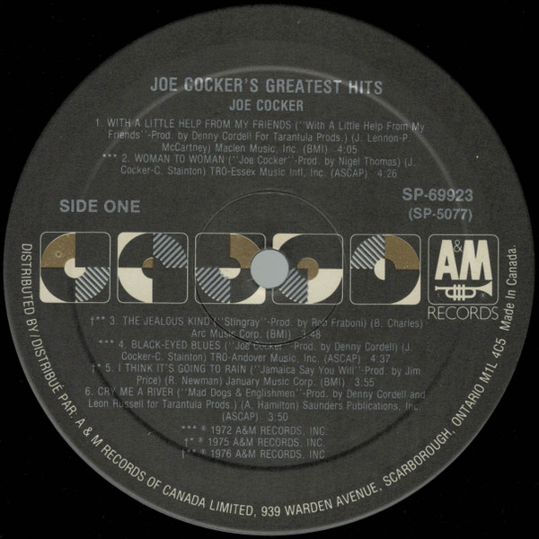 Joe Cocker - Joe Cocker's Greatest Hits | A&M Records (SP 69923) - 3