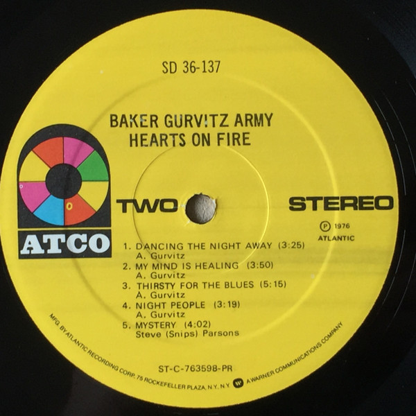 Baker Gurvitz Army - Hearts On Fire | ATCO Records (SD 36-137) - 4