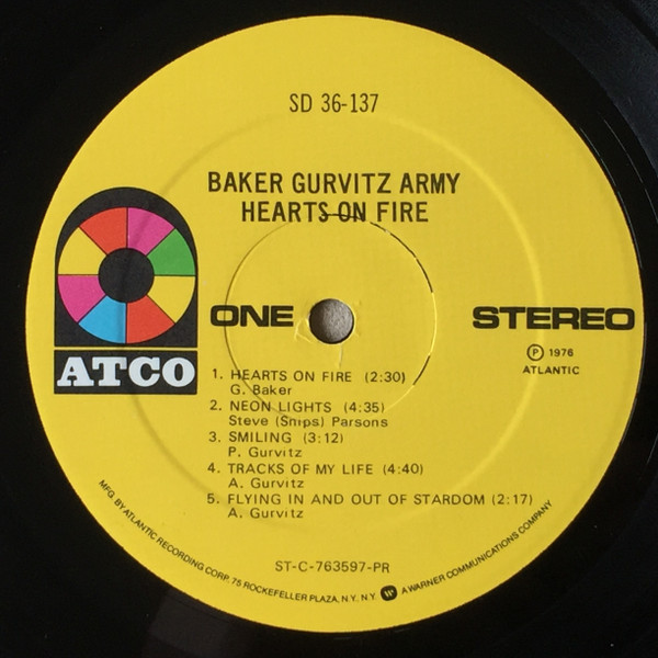Baker Gurvitz Army - Hearts On Fire | ATCO Records (SD 36-137) - 3