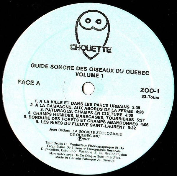 Jean Bédard - Guide Sonore Des Oiseaux Du Québec Volume 1 | Chouette (ZOO.1) - 4 Jean Bédard - Guide Sonore Des Oiseaux Du Québec Volume 1 | Chouette (ZOO.1) - 4
