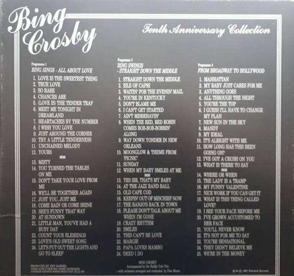 Bing Crosby Accompanied By The Buddy Cole Trio - Tenth Anniversary Collection | Warwick Records (WW 1005) - 3