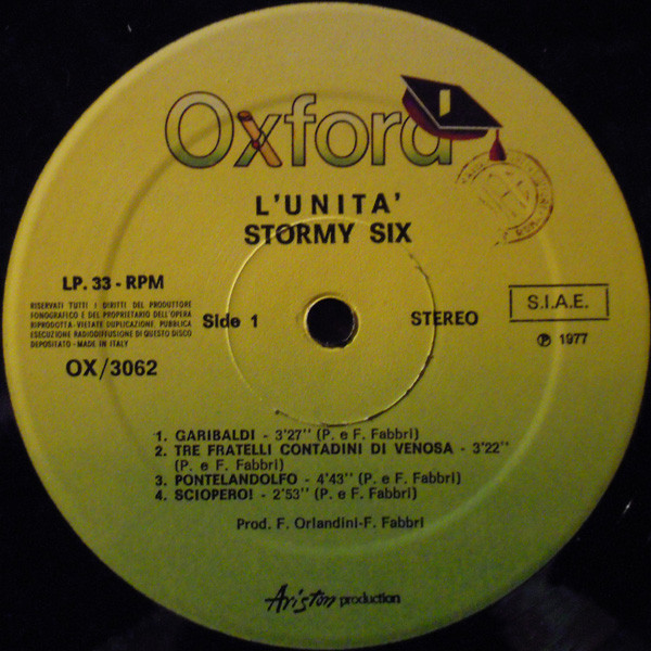 Stormy Six - L'Unità | Oxford (OX 3062) - 3 Stormy Six - L'Unità | Oxford (OX 3062) - 3