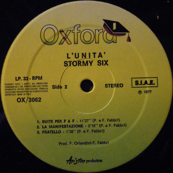 Stormy Six - L'Unità | Oxford (OX 3062) - 4 Stormy Six - L'Unità | Oxford (OX 3062) - 4