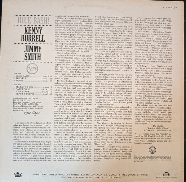 Kenny Burrell / Jimmy Smith - Blue Bash! [Vinyl] | Verve Records (V-8553(D)) - 2