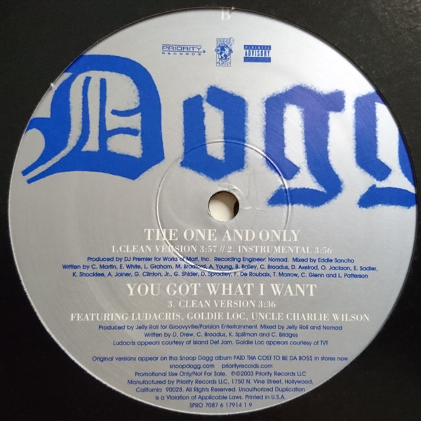 Snoop Dogg - Lollipop / The One And Only / You Got What I Want | Priority Records (SPRO 7087 6 17914 1 9) - 3 Snoop Dogg - Lollipop / The One And Only / You Got What I Want | Priority Records (SPRO 7087 6 17914 1 9) - 3