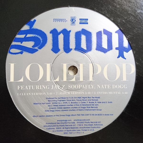 Snoop Dogg - Lollipop / The One And Only / You Got What I Want | Priority Records (SPRO 7087 6 17914 1 9) - 2 Snoop Dogg - Lollipop / The One And Only / You Got What I Want | Priority Records (SPRO 7087 6 17914 1 9) - 2