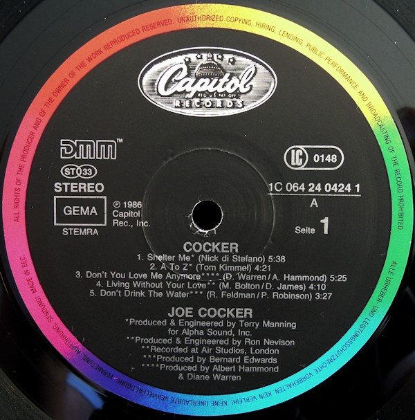 Joe Cocker - Cocker | Capitol Records (1C 064 24 0424 1) - main Joe Cocker - Cocker | Capitol Records (1C 064 24 0424 1) - main