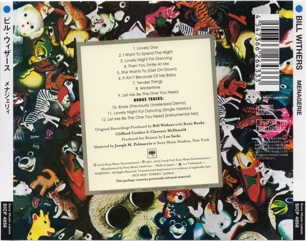 Bill Withers - Menagerie | Sony Records Int'l (SICP 4858) - 4