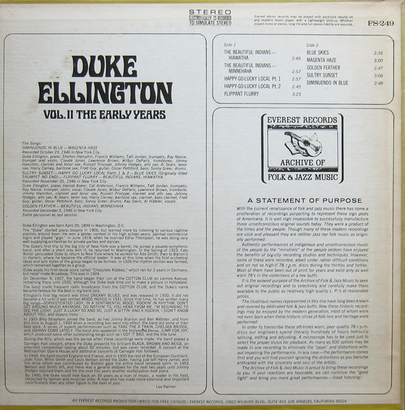 Duke Ellington - Vol. II. The Early Years | Everest Records Archive Of Folk & Jazz Music (FS 249) - 2 Duke Ellington - Vol. II. The Early Years | Everest Records Archive Of Folk & Jazz Music (FS 249) - 2