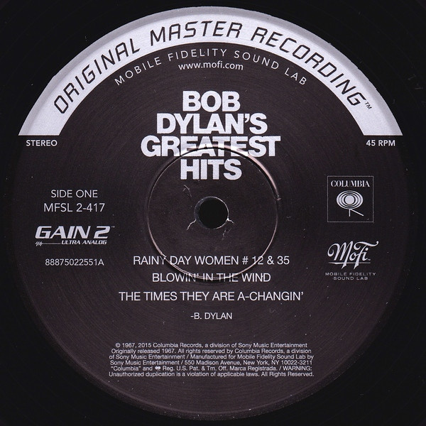 Bob Dylan - Bob Dylan's Greatest Hits | Mobile Fidelity Sound Lab (MFSL 2-417) - 4