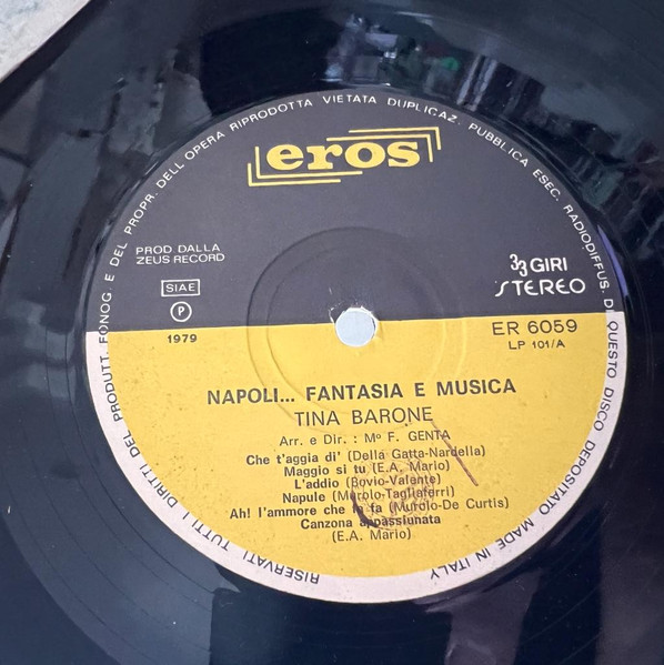 Tina Barone - Napoli... Fantasia E Musica Vol. 1 | Eros (ER 6059) - 4