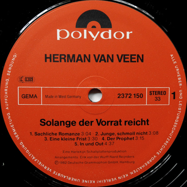 Herman van Veen - Solange Der Vorrat Reicht | Polydor (2372 150) - 3