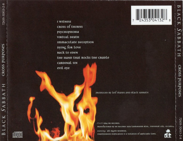 Black Sabbath - Cross Purposes CD | I.R.S. Records (72435-30413-2-8) - 2
