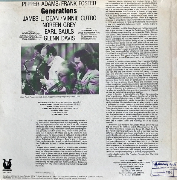 Pepper Adams , Frank Foster - Generations | Muse Records (MR 5313) - 2 Pepper Adams , Frank Foster - Generations | Muse Records (MR 5313) - 2