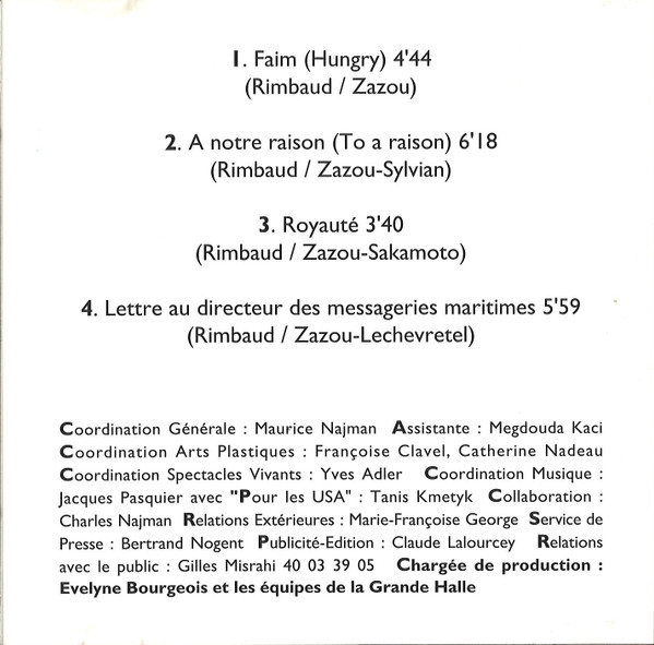 Hector Zazou - Parade Sauvage Pour Arthur Rimbaud - "Work In Progress..." Illumination | La Grande Halle-La Villette (10/10/91) - 4