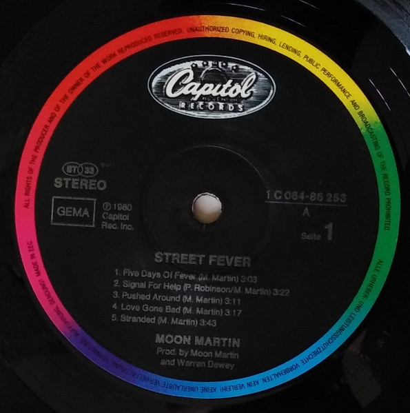 Moon Martin - Street Fever | Capitol Records (1C 064-86 253) - 3 Moon Martin - Street Fever | Capitol Records (1C 064-86 253) - 3