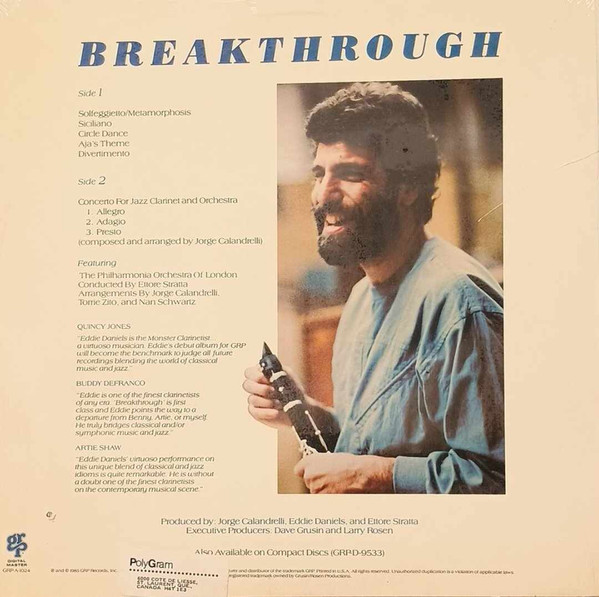 Eddie Daniels With Philharmonia Orchestra - Breakthrough | GRP (GRP A-1024) - 2