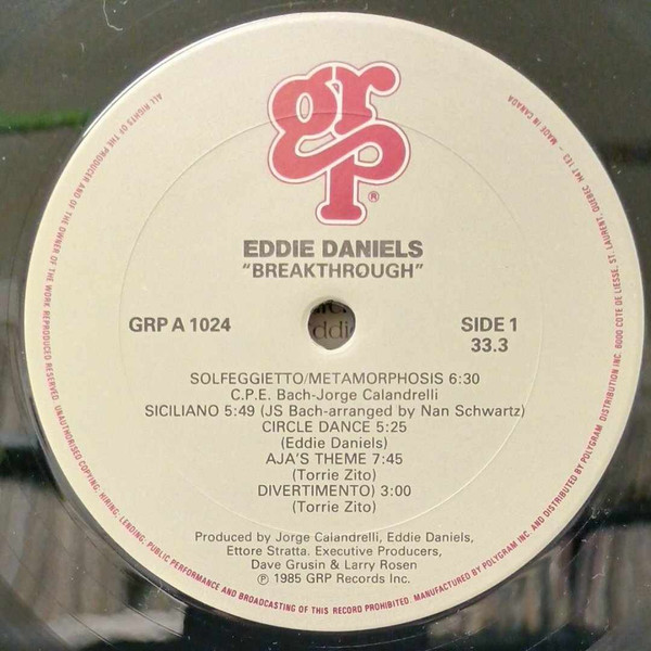 Eddie Daniels With Philharmonia Orchestra - Breakthrough | GRP (GRP A-1024) - 3