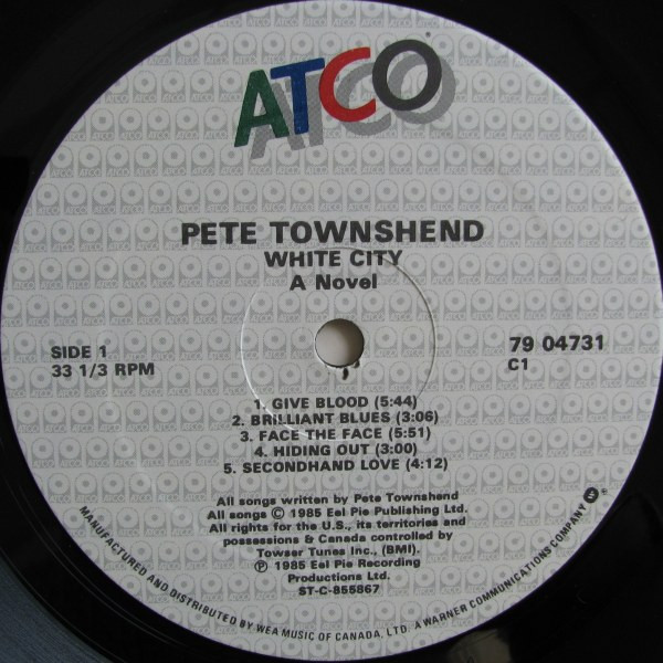 Pete Townshend - White City (A Novel) [Vinyl] | ATCO Records (79 04731) - 3