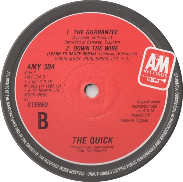 The Quick - Bed Of Nails | A&M Records (AMY 304) - 4